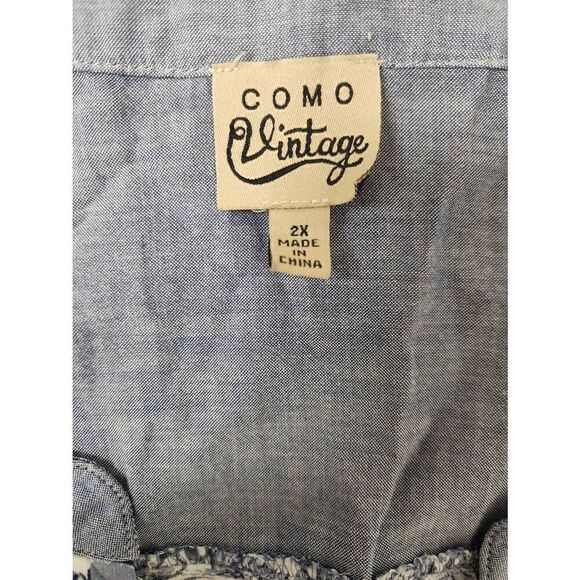 Como Vintage 2X ble floral top with roll-up sleeves - Picture 4 of 7